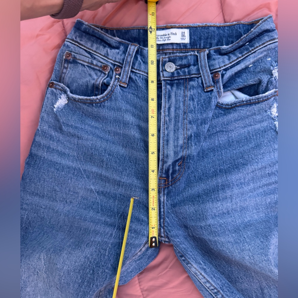 Abercrombie and Fitch Blue Distressed Straight Leg Jeans - Picture 5 of 10